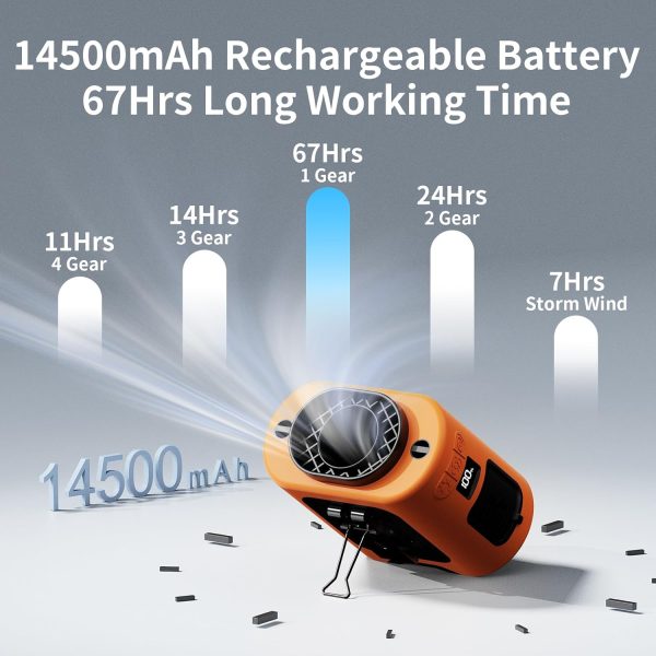 Portable Cooling Fan Rechargeable Wearable 5 Speeds LED-2