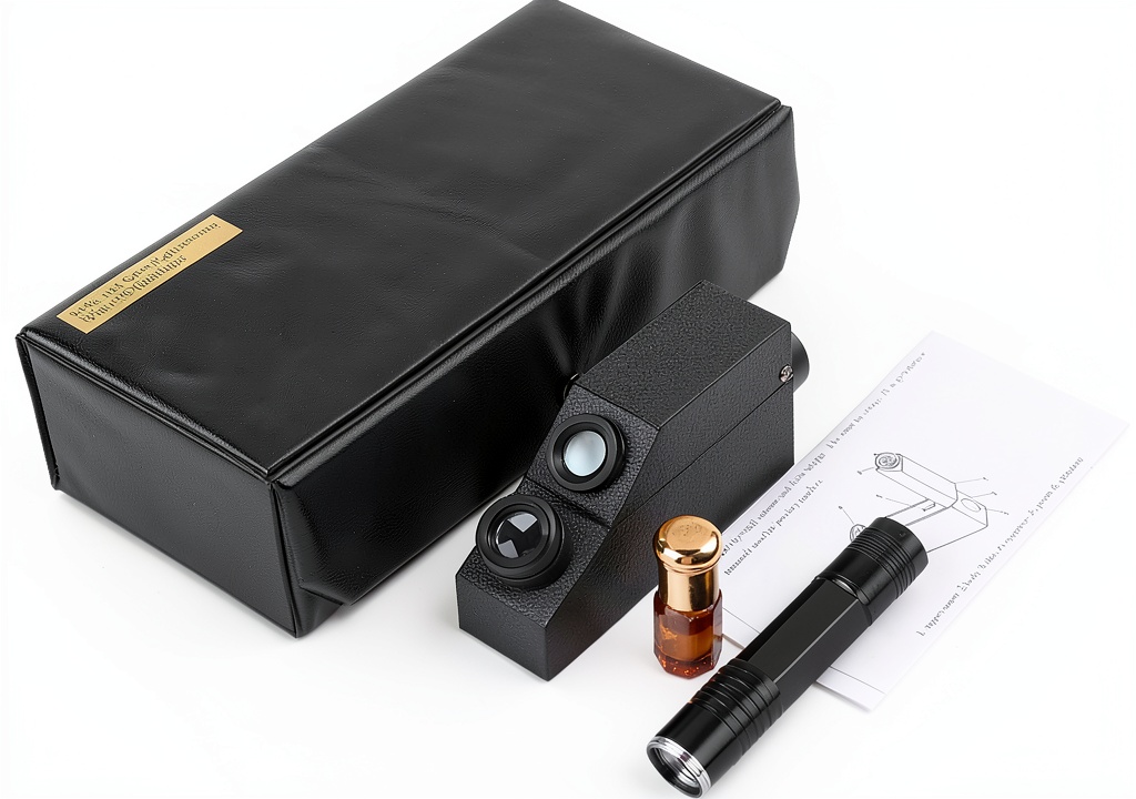 Using Leftwei Refractometer on a gemstone in a lab setting