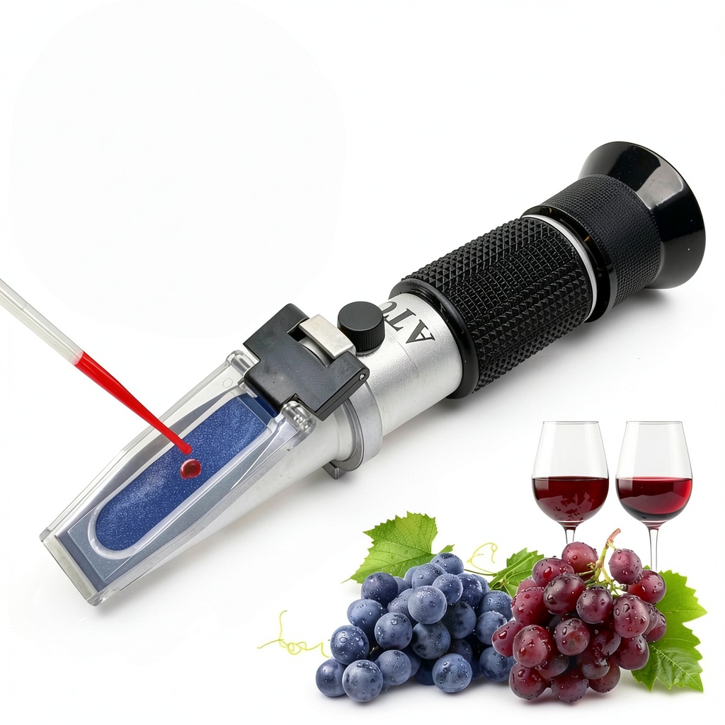 HyVisTek refractometer displaying clear scale readings on a table