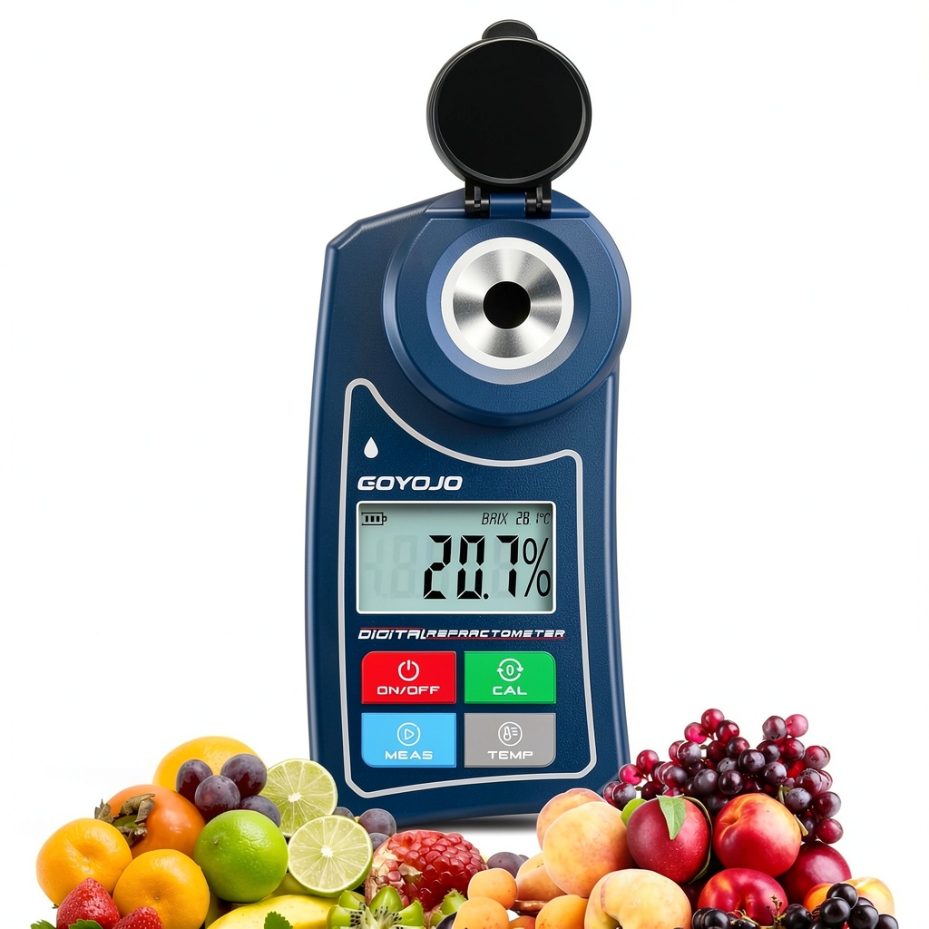 Installing GOYOJO Digital Brix Refractometer Fast Sugar Measurement on a wooden desk