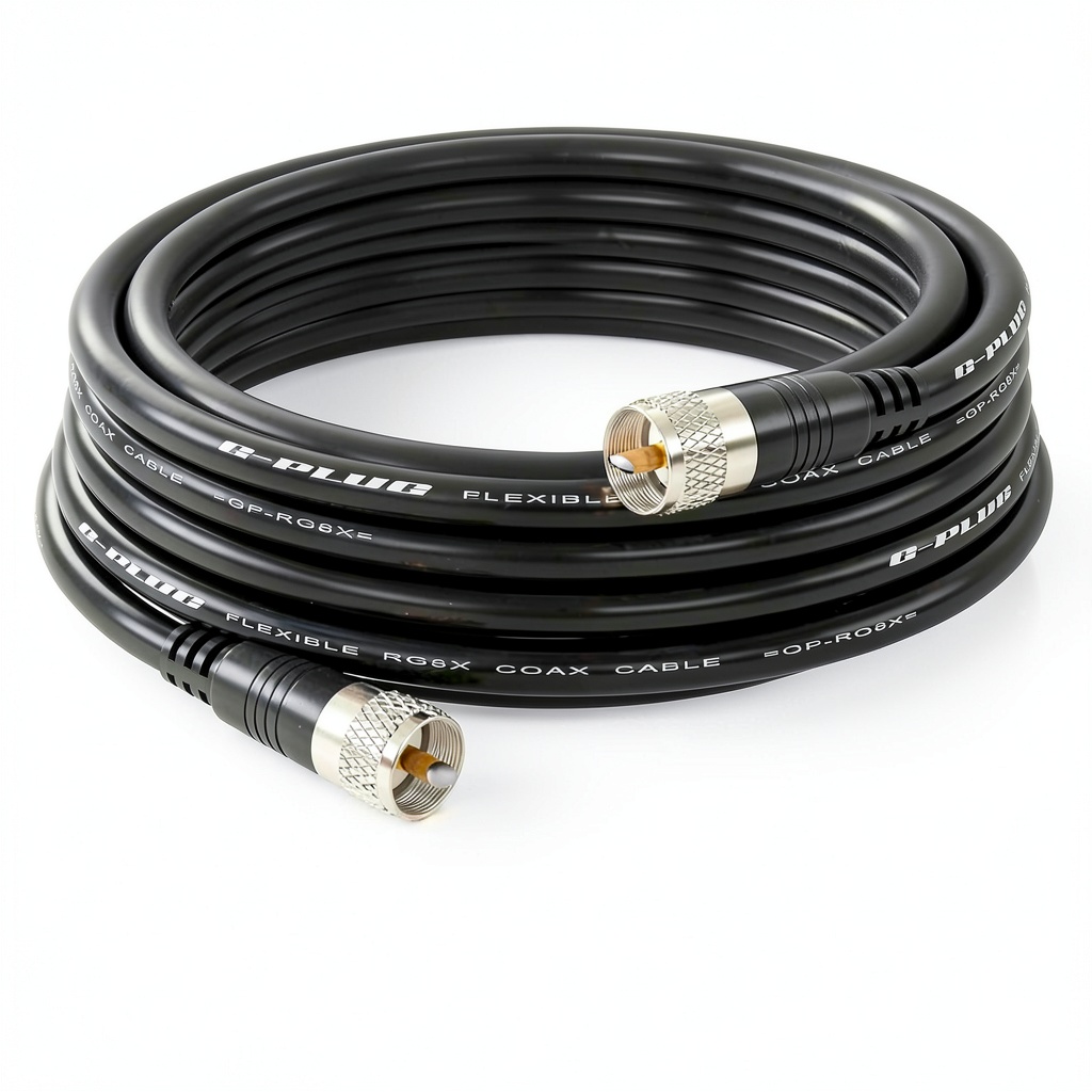 G-PLUG RG8X Coaxial Cable 30FT Black Male-to-Male