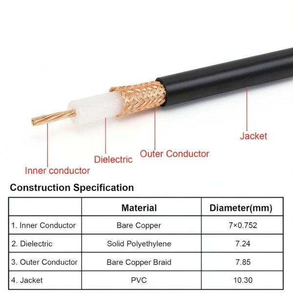 MOOKEERF RG213 Coaxial Cable 75FT Male Male-3