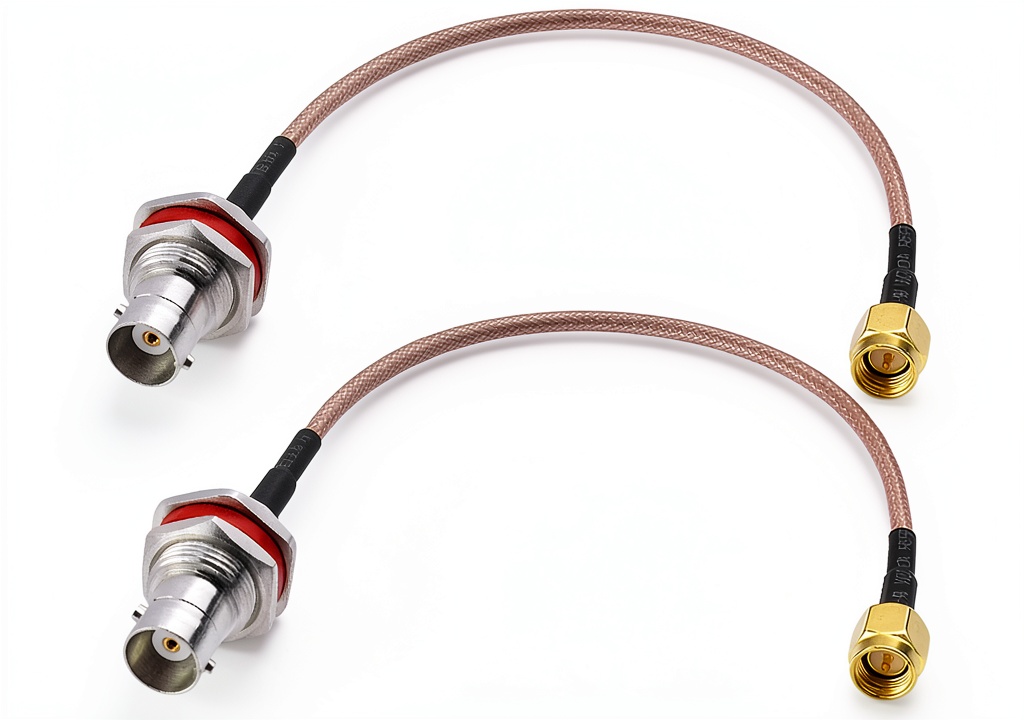 SMA to BNC cable installed on a security antenna