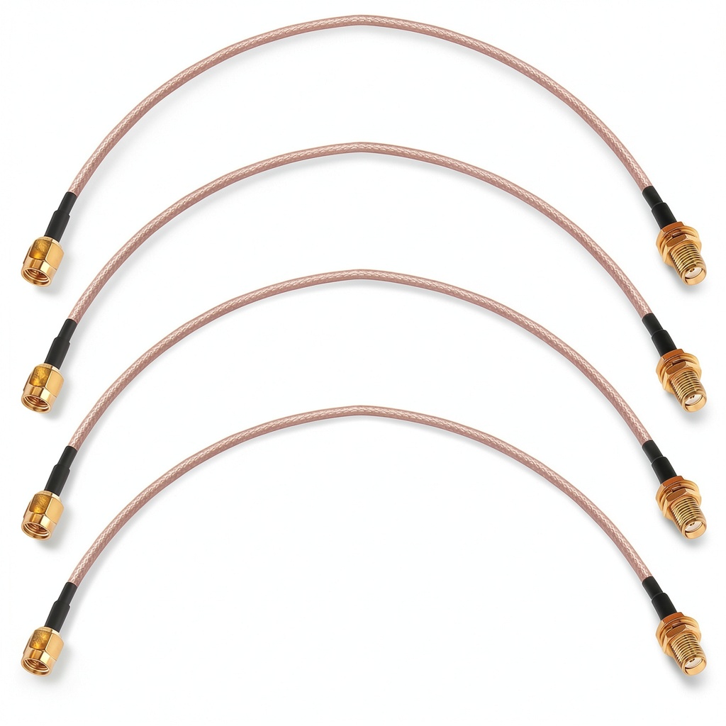 Installing exgoofit SMA Male to Female Coax Cable Gold Plated 4 Pack on a wooden desk