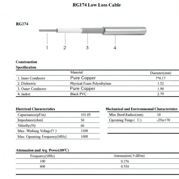 RG174 Coaxial Cable 50FT Waterproof PVC RJ45 Male-to-Male by MOOKEERF-3