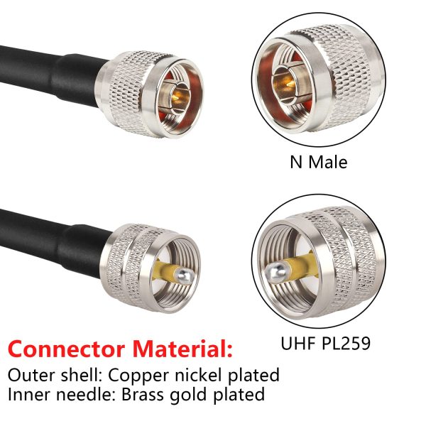 XRDS‑RF RG8X Coaxial Cable 3‑5 ft Male-to-Male N to PL259 Connector-1