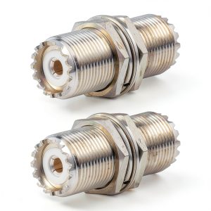 UHF Bulkhead Connector MOOKEERF 2PCS Silver Female to Female-0