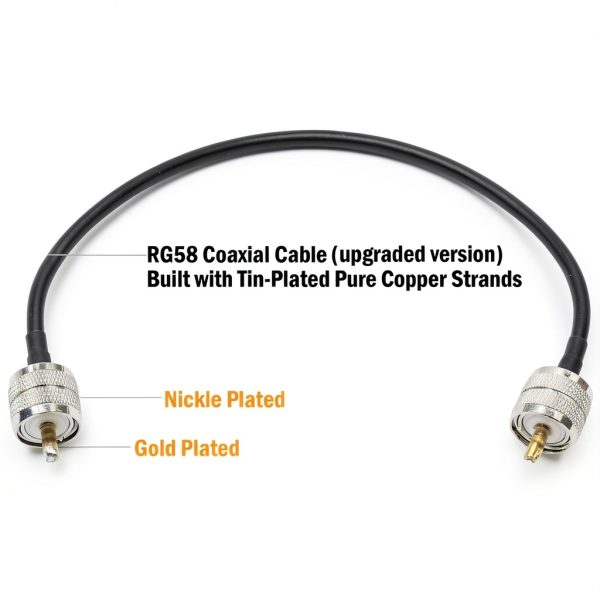 exgoofit CB Coaxial Jumper Cable 12in Male to Male RF Connector Black-1