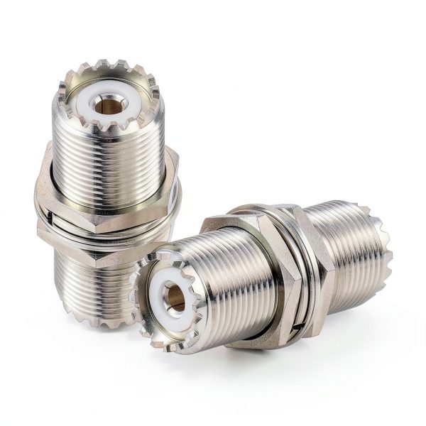 UHF Bulkhead Connector MOOKEERF 2PCS Silver Female to Female-4