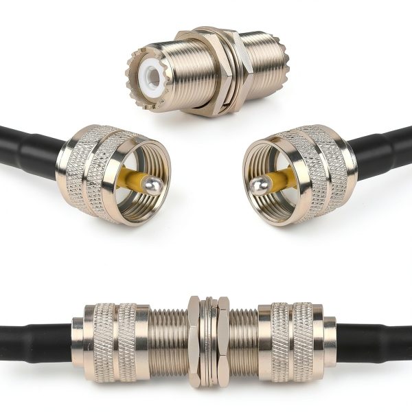 UHF Bulkhead Connector MOOKEERF 2PCS Silver Female to Female-5