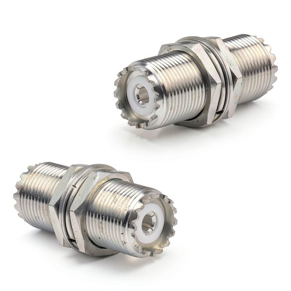 UHF Bulkhead Connector MOOKEERF 2PCS Silver Female to Female-1