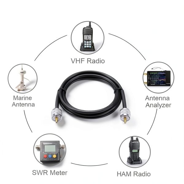 PL259 10ft UHF Coax Cable - RG58 CB Cable Male to Male for CB Radio, Ham Radio, Antenna Analyzer, SWR Meter-5