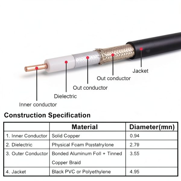 PL259 10ft UHF Coax Cable - RG58 CB Cable Male to Male for CB Radio, Ham Radio, Antenna Analyzer, SWR Meter-3